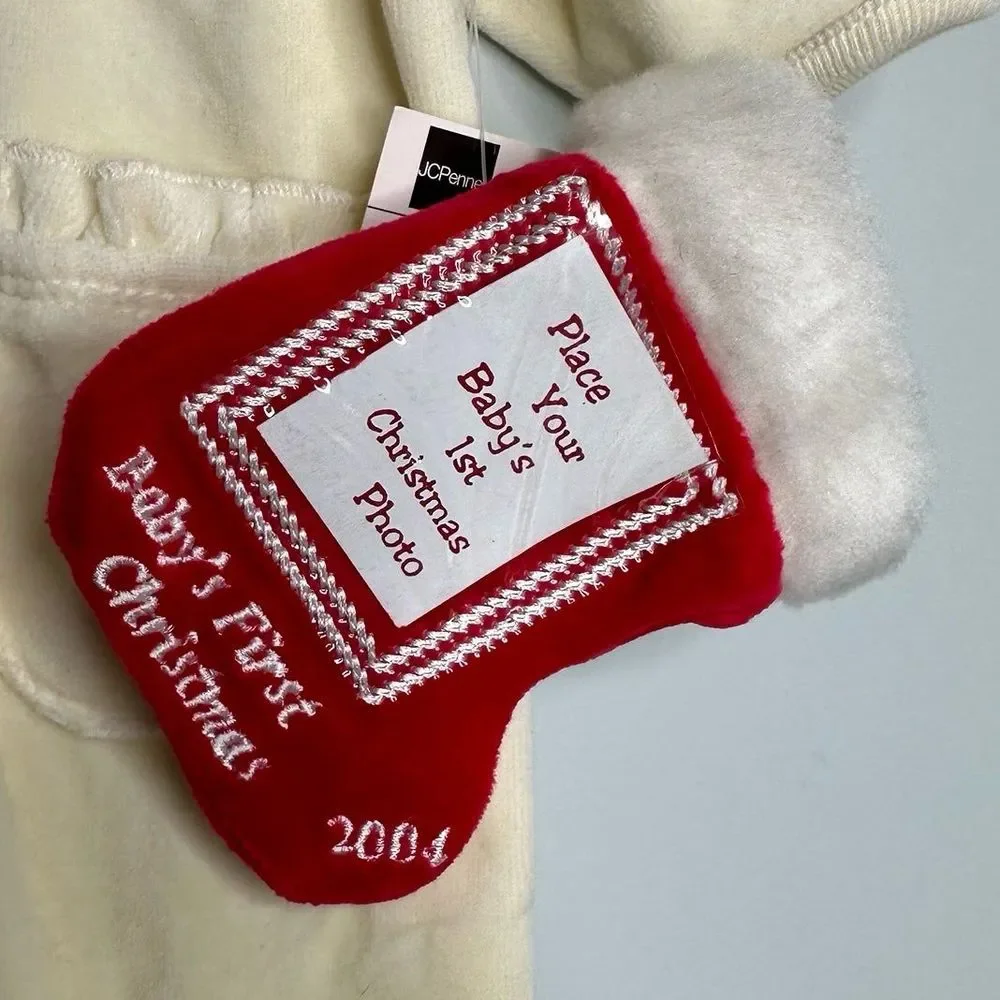 Vintage 2004 Christmas Gingerbread Velour Baby 1 Piece & Stocking Size 0-3M NEW - Picture 6 of 11
